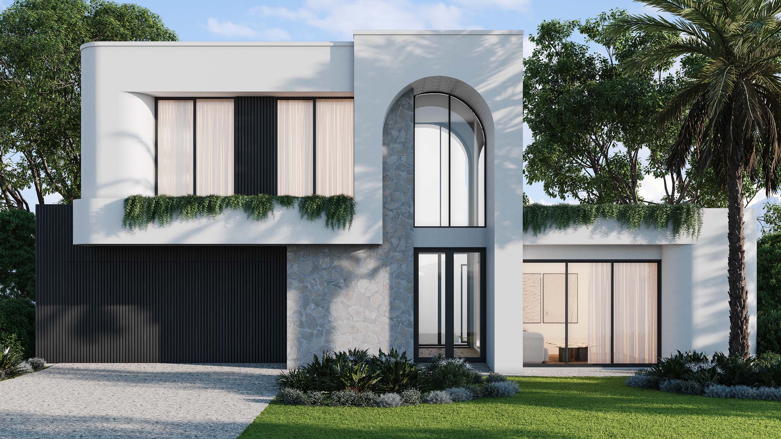 Beautiful modern home exterior with CMA design